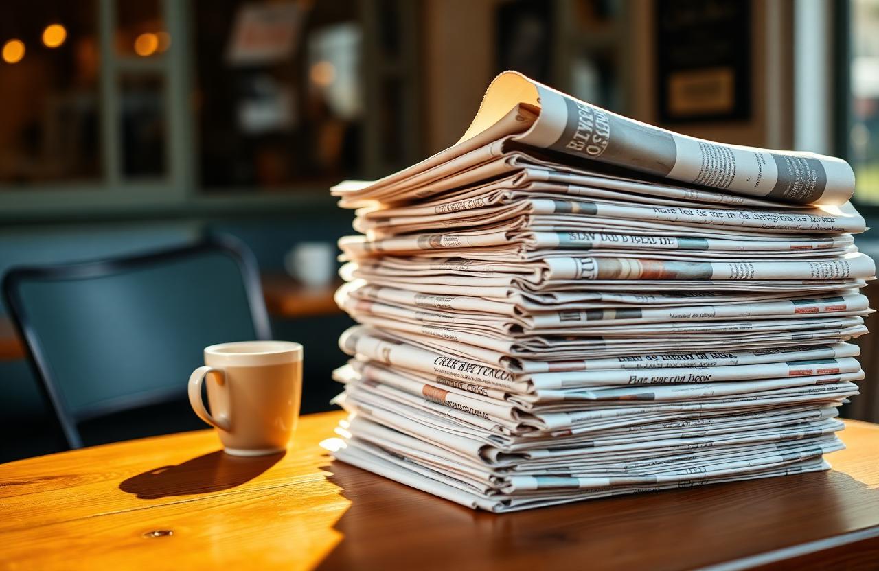 Pile d'exemplaires de L'Orleanais sur une table